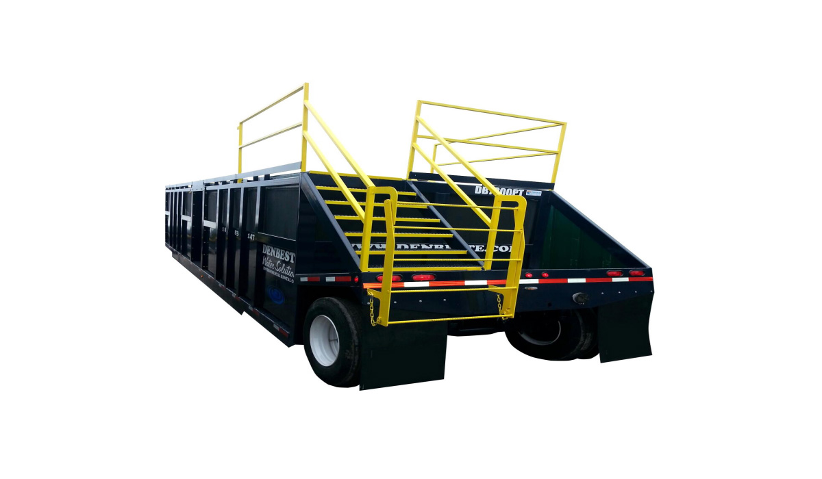 Poly tank with 12,600 gallon capacity.